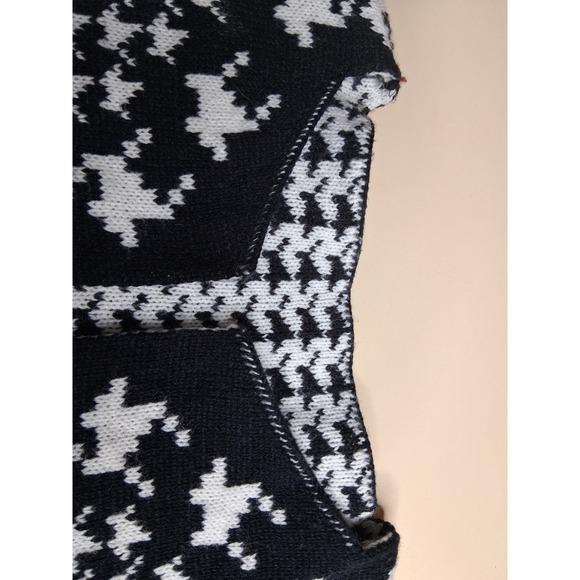 Women's Knit Cardigan Black White Houndstooth Open Front Pearl Buttons Sz L - Picture 5 of 10